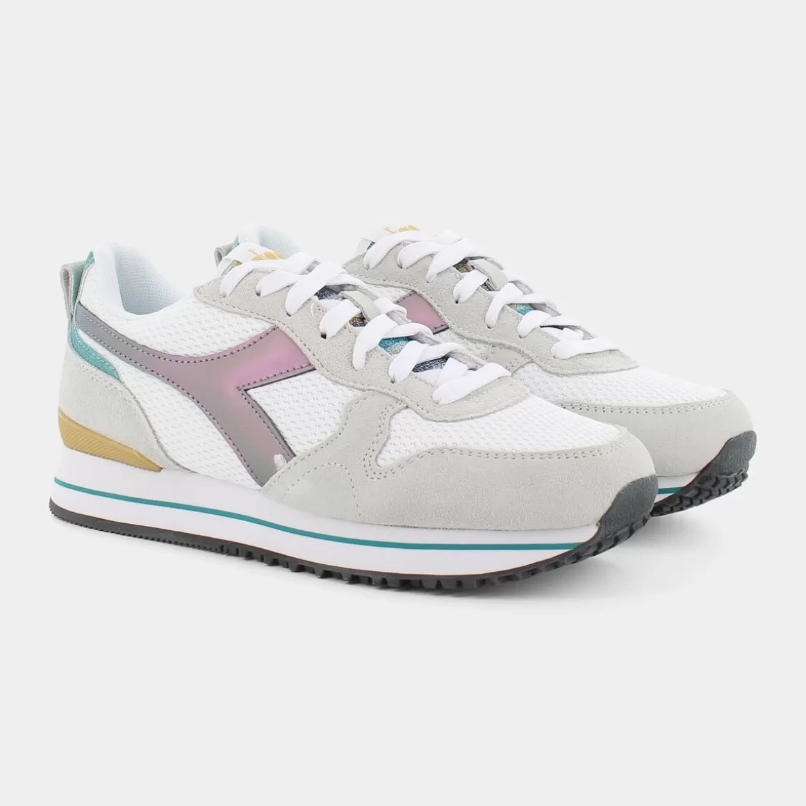 Discount DIADORA 178330 Olympia Platform Glitter Rainbow Wn White - Sportive Bianco